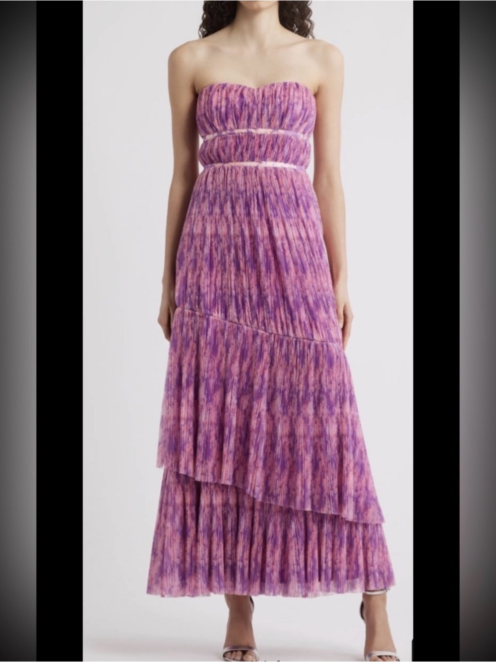 Hutch Strapless Lavender-Pink Tiered Maxi Dress